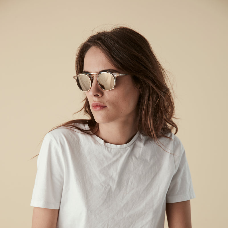 Clip-On Lens - Gold with Gold Mirror lens: Buckler & Carter Fit