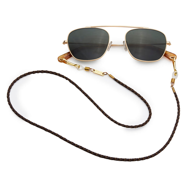 Glasses Cord - Brown Weaved Leather