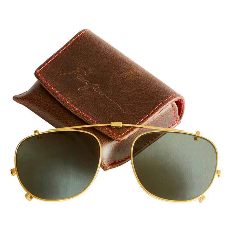 Campbell Sun Clip-On Lens - Gold Steel with Green Polarised Lens
