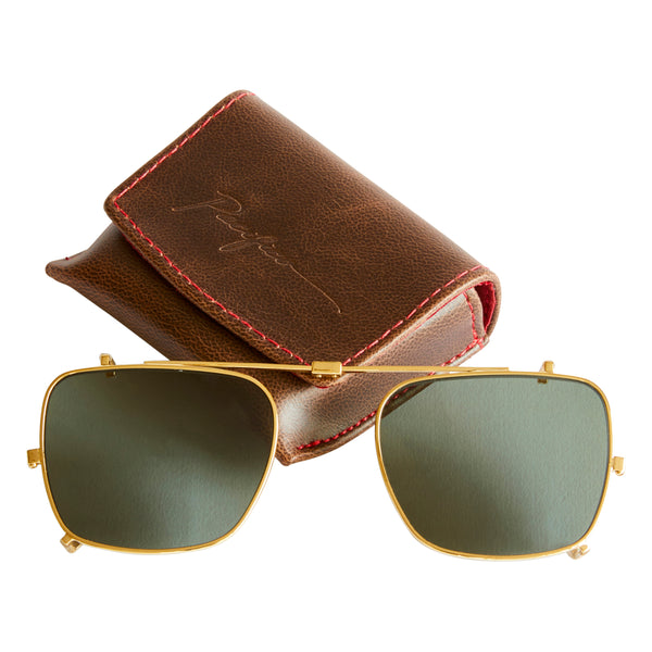 Wallis Sun Lens Clip - Gold with Green Polarised Lens